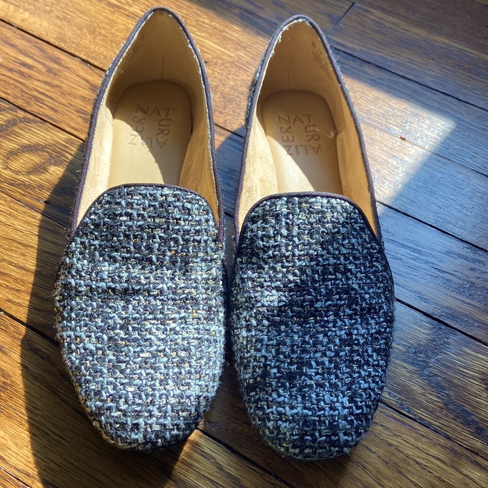 Tweed slip on loafers